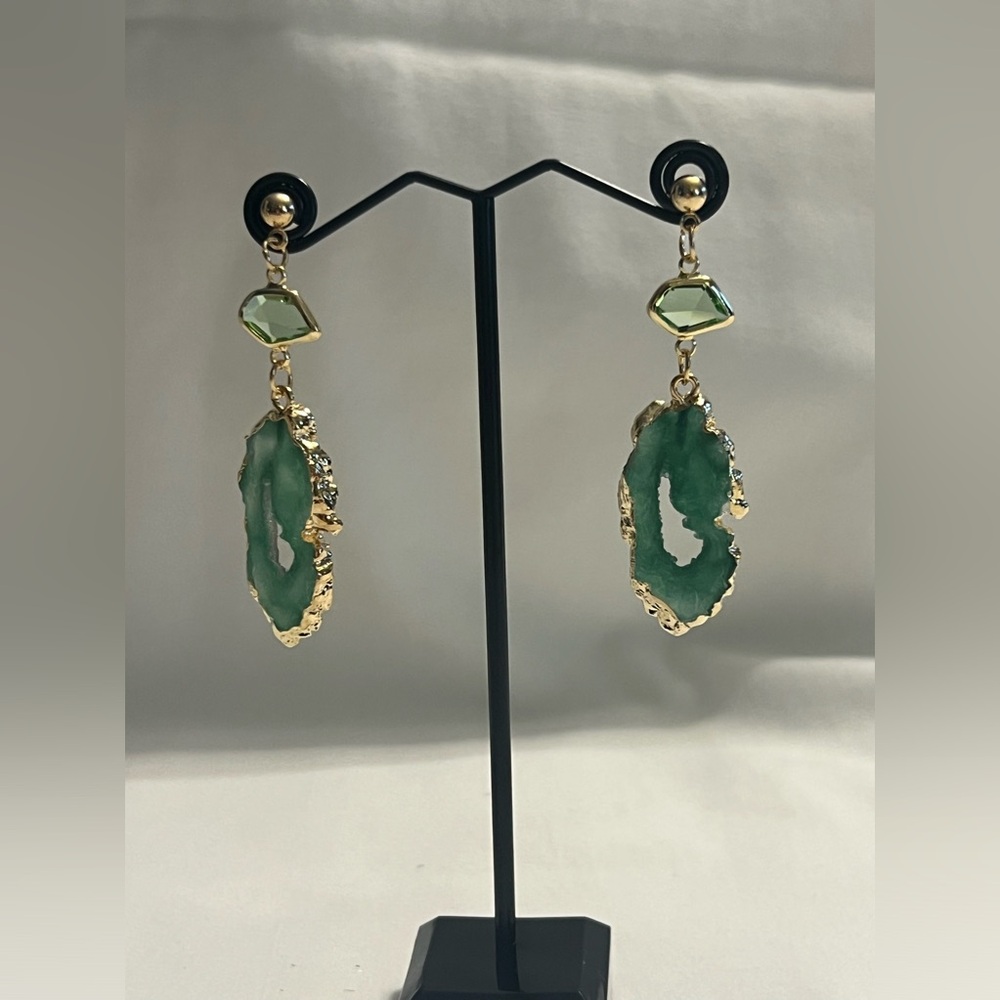 Resin Dangle Earrings & pendant Necklace Set New Agate like - Picture 3 of 4
